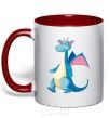 Mug with a colored handle Blue Dragon red фото