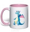Mug with a colored handle Blue Dragon light-pink фото