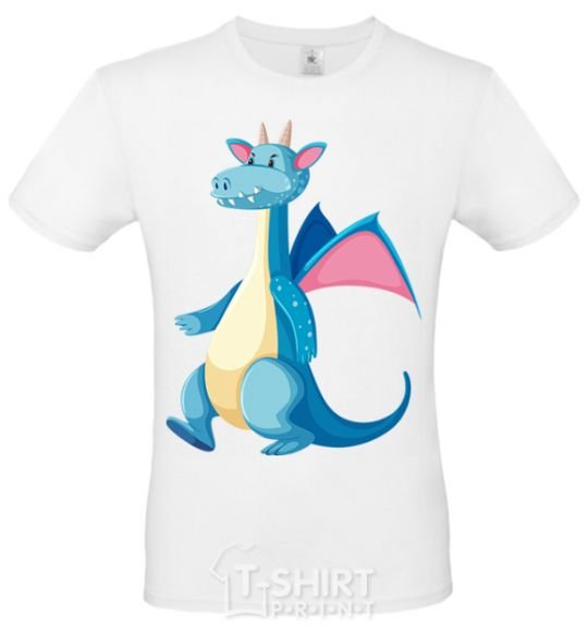 Men's T-Shirt Blue Dragon White фото