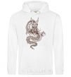 Men`s hoodie Brown Dragon White фото