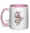Mug with a colored handle Brown Dragon light-pink фото