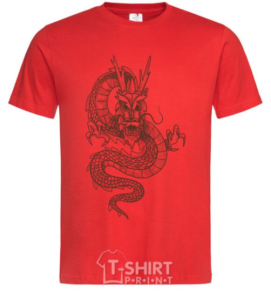 Men's T-Shirt Brown Dragon red фото