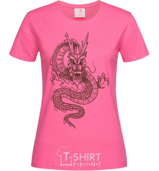 Женская футболка Коричневый Дракон Ярко-розовый фото