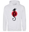 Men`s hoodie A dragon in a red circle sport-grey фото
