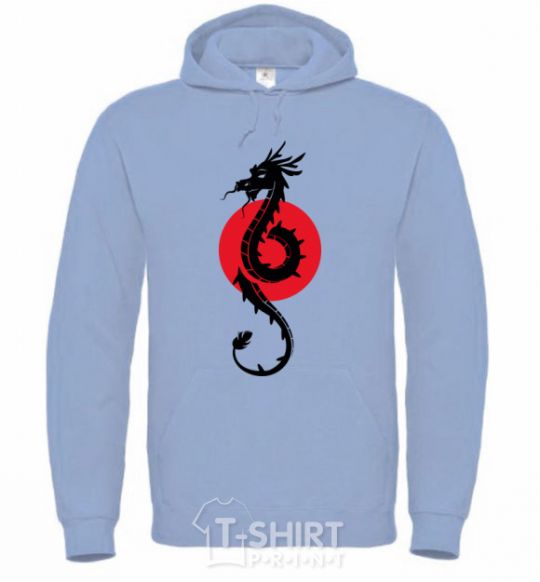Men`s hoodie A dragon in a red circle sky-blue фото