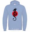 Men`s hoodie A dragon in a red circle sky-blue фото