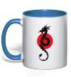 Mug with a colored handle A dragon in a red circle royal-blue фото