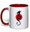 Mug with a colored handle A dragon in a red circle red фото