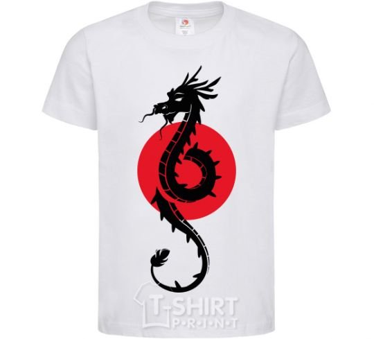 Kids T-shirt A dragon in a red circle White фото