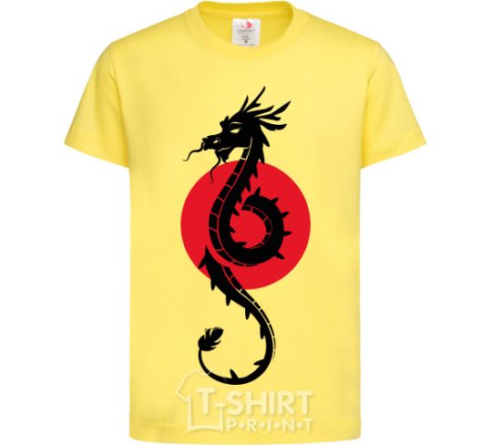 Kids T-shirt A dragon in a red circle cornsilk фото