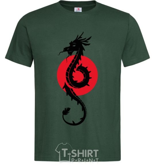 Мужская футболка Дракон в красном круге Темно-зеленый фото