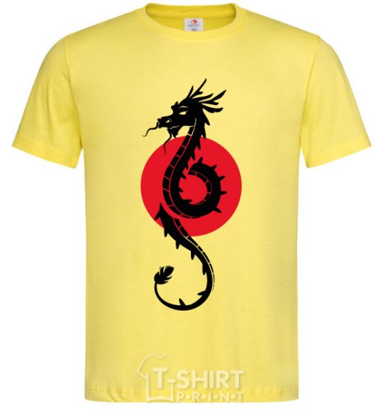 Men's T-Shirt A dragon in a red circle cornsilk фото