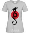 Women's T-shirt A dragon in a red circle grey фото