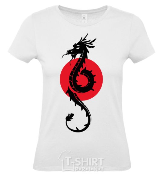 Women's T-shirt A dragon in a red circle White фото