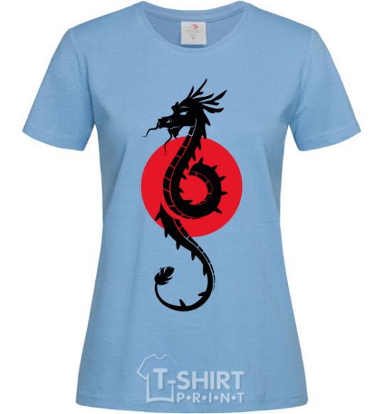 Women's T-shirt A dragon in a red circle sky-blue фото