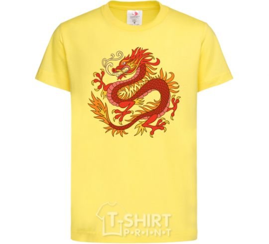 Kids T-shirt Dragon flame cornsilk фото