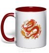 Mug with a colored handle Dragon flame red фото