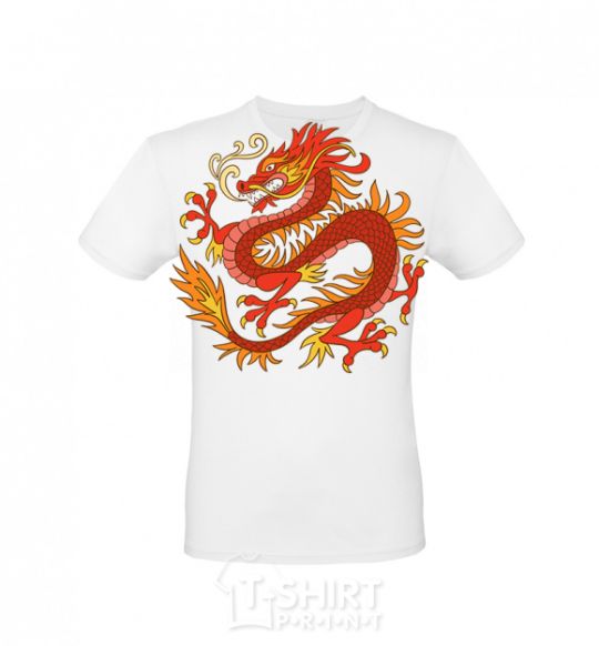 Men's T-Shirt Dragon flame White фото