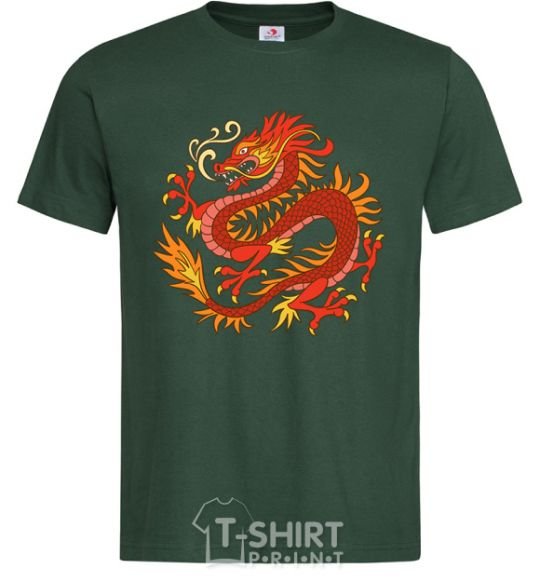 Мужская футболка Дракон пламя Темно-зеленый фото