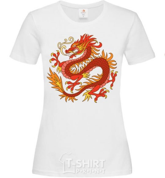 Women's T-shirt Dragon flame White фото