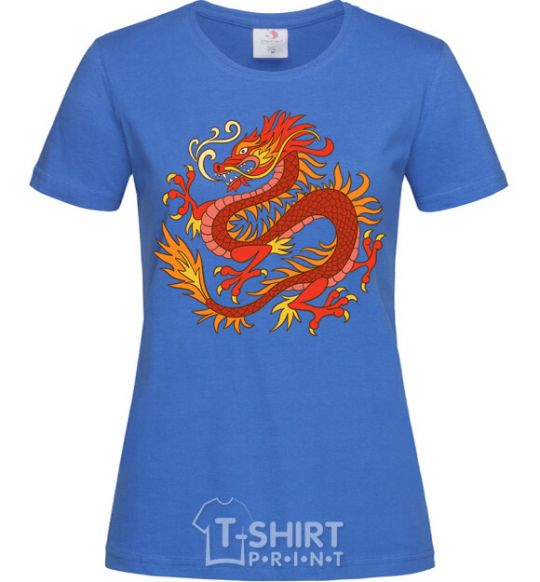 Women's T-shirt Dragon flame royal-blue фото