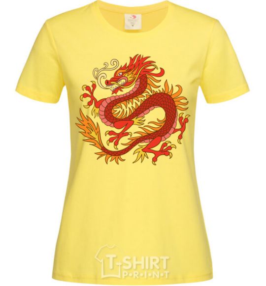 Женская футболка Дракон пламя Лимонный фото