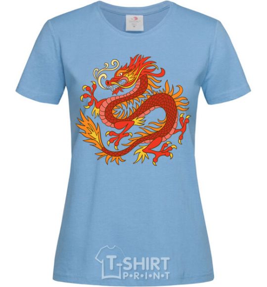 Women's T-shirt Dragon flame sky-blue фото