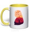 Mug with a colored handle Mother of dragons yellow фото