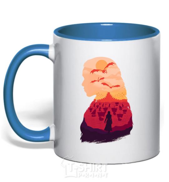 Mug with a colored handle Mother of dragons royal-blue фото