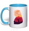 Mug with a colored handle Mother of dragons sky-blue фото