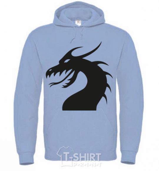 Men`s hoodie Dragon face sky-blue фото