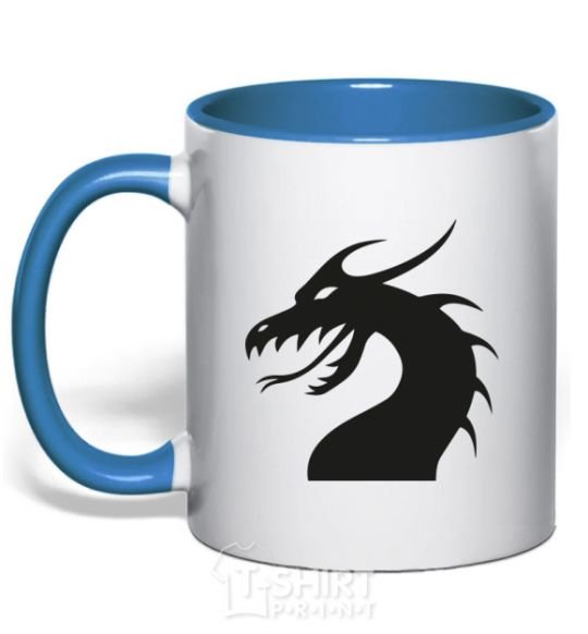 Mug with a colored handle Dragon face royal-blue фото