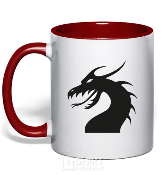 Mug with a colored handle Dragon face red фото