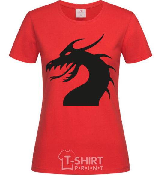 Женская футболка Dragon face Красный фото