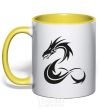 Mug with a colored handle Dragon shapes yellow фото
