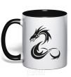 Mug with a colored handle Dragon shapes black фото