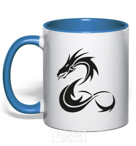 Mug with a colored handle Dragon shapes royal-blue фото