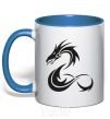 Mug with a colored handle Dragon shapes royal-blue фото
