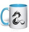 Mug with a colored handle Dragon shapes sky-blue фото