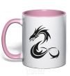 Mug with a colored handle Dragon shapes light-pink фото