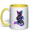 Mug with a colored handle Dragon girl yellow фото