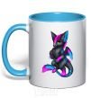 Mug with a colored handle Dragon girl sky-blue фото
