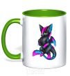 Mug with a colored handle Dragon girl kelly-green фото