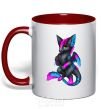 Mug with a colored handle Dragon girl red фото