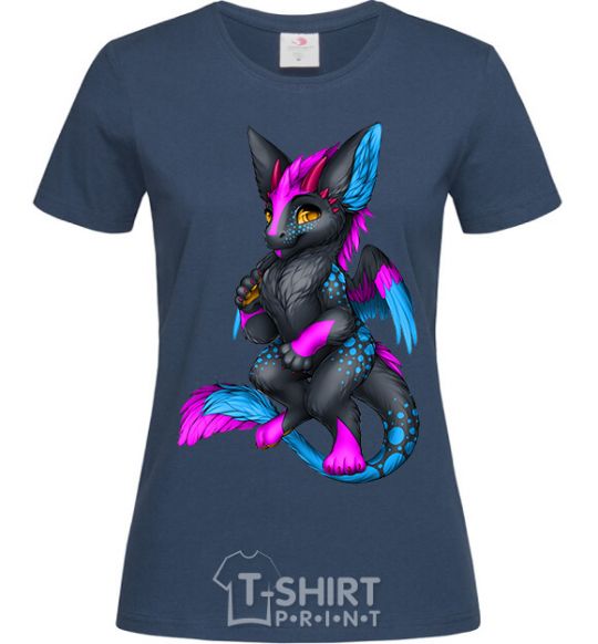 Women's T-shirt Dragon girl navy-blue фото