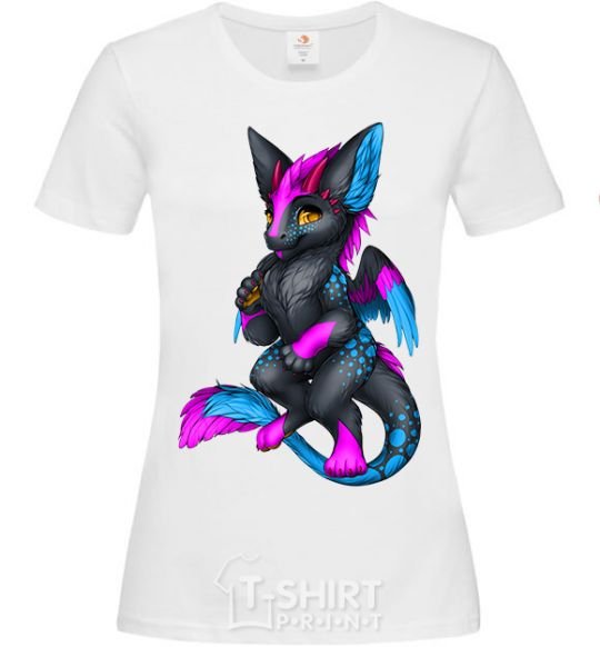 Women's T-shirt Dragon girl White фото