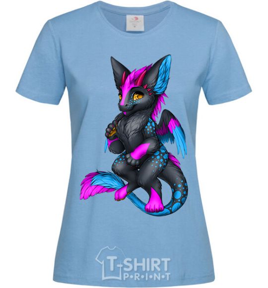 Women's T-shirt Dragon girl sky-blue фото