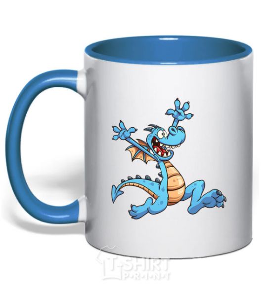 Mug with a colored handle Happy dragon royal-blue фото