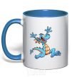 Mug with a colored handle Happy dragon royal-blue фото