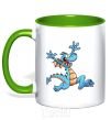 Mug with a colored handle Happy dragon kelly-green фото